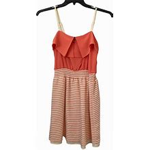 Xhilaration Dresses | Xhilaration Peach & Cream Stripe Smock Waist Dress | Color: Cream/Pink | Size: M