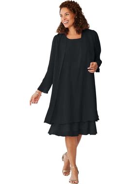 Plus Size Women's 2-Piece Jacket Dress By Woman Within In Black (Size 34 W)