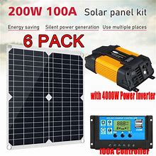 6 Pcs 4000W Solar Panel Kit Complete Solar Power Generator 100A Home