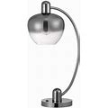 Table Lamp With Glass Shade And Arc Metal Frame, Silver