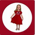 Little Girls Patriotic Dress, Red Knit Ruffled Dress, Sizes 2, 3, 4 And 5, Machine Embroidery, Star Spangled Cutie, Gift For Girls, July 4th