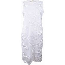 Calvin Klein Dresses | Calvin Klein Women's Petite Embroidered Mesh Dress - White | Color: White | Size: 4P