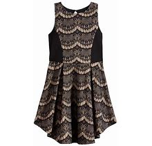 Ava & Yelly Kids' Bonded Lace Party Dress In Black At Nordstrom, Size 7