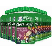 Nestle Usa Gerber Organic Plant-Tastic Toddler Food Banana Berry & Veggie Smash 3.5 Oz Pouches (12 Pack) Size 2