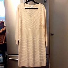 Venus Dresses | Brand New! Venus Cream Cable Knit Sweater Dress 2X | Color: Cream | Size: 2X