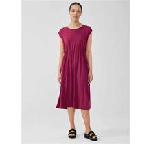 Eileen Fisher Fine Jersey Jewel Neck Dress - Red - Casual Dresses Size 2X