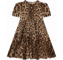 Dolce & Gabbana Kids - Leopard-Print Chiffon Midi Dress - Kids - Silk/Rayon - 2 - Brown