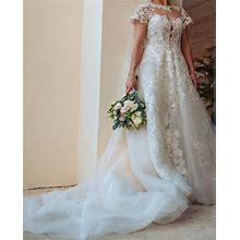 David's Bridal Oleg Cassini Ivory Bridal Dress (Petite) Style 7Cwg833