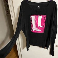 Xl Tommy Hilfiger Black Shirt With Pink Boots Logo | Color: Black/Pink/White | Size: Xl