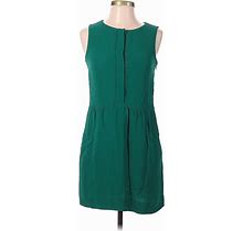 J.Crew Cocktail Dress - Mini Crew Neck Sleeveless: Green Solid Dresses - Women's Size 2