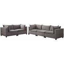 Lilola Home - Madison Light Gray Fabric Sofa Loveseat Living Room Set - 81400-5