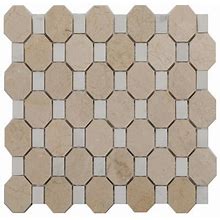 The Tile Square Marble Octagon And Dot Mosaic Wall & Floor Tile - Floor & Wall Tile In Gray | Size 0.375 D In | P000241543_1876562482 | Perigold