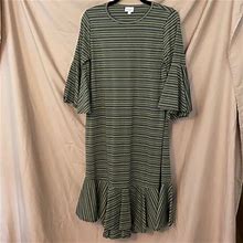 Lularoe Ruffled Dress | Color: Gray/Green | Size: M