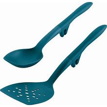 Rachael Ray Tools And Gadgets Flexi Turner And Scraping Spoon Set / Cooking Utensils - 2 Piece, Teal Blue