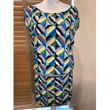 Bcbgmaxazria Multicolor Drop Waist Sheath Dress Size L $148 P11790