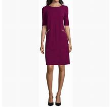 R&K Dresses | R & K Purple Sheath Dress W/ Zipper Pockets Sz 10P | Color: Gold/Purple | Size: 10P