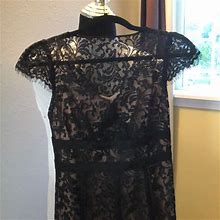 Loft Dresses | Ann Taylor Loft Black Lace Midi-Dress | Color: Black/Cream | Size: 0P