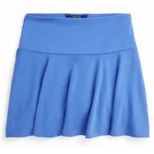 Ralph Lauren Childrenswear Girls 7-16 Flounced Ponte Skort, Blue, Large, Cotton