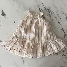 Old Navy Dresses | Beige Dress With Pink Metallic Strips | Color: Pink | Size: 3-6Mb
