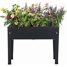 VEOAY Piksedo Raised Garden Bed, Elevated Planter Metal Plant Box With Legs Standing Garden Stand Drainage Holes Frosted Black