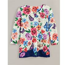 Blair Women's Alfred Dunner® In Full Bloom Floral Butterfly Border Top - Multi - 2XL - Womens