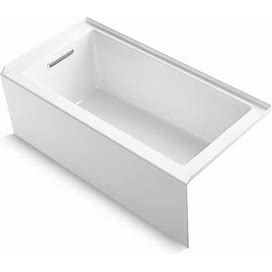 Kohler Underscore Alcove Soaking White Bathtub With Intergral Apron, Intergral Flange And Left-Hand Drain, Three Wall 60" X 30" ADA - K-20201-LA-0
