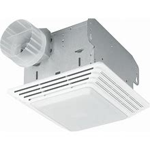 Broan 679 Economy 70 CFM 3.5 Sone Ceiling Mounted Bath Fan With Light White Ventilation Bath Fans