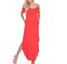 White Mark Lexi Short Sleeve Maxi Dress | Red | Womens Large | Dresses Maxi Dresses | Side Slit