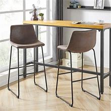 Wayfair Borgwald Short, Counter & Bar Stool Upholstered/Leather/Metal/Faux Leather In Brown | 18 W X 21 D In 3Fd189090180546ec465d99b5c77654a