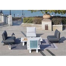 Direct Wicker 5 Piece Multiple Chairs Seating Group W/ Cushions Metal In White | Outdoor Furniture | Wayfair 128A73bc4097bcf140842ea970218a77