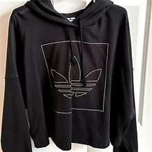 Adidas Tops | Adidas Black Cropped Hoodie | Color: Black | Size: Xl