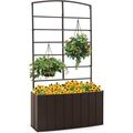 Costway Black Outdoor Metal Raised Garden Bed Planter Box Container For Flower Climbing Plants