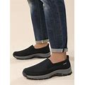 Men's Black Slip-On Sports Loafers - Athletic Walking Shoes - Comfortable Breathable Sneakers,EUR41