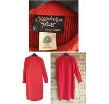 Vintage 70S Wool Shift Dress Stitches Australia, Knee Length Knit Red Shift Dress Vintage, Size 12 (M)