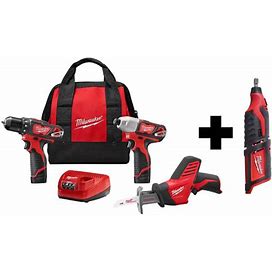 Milwaukee M12 12V Lithium-Ion Cordless Combo Kit (3-Tool) With M12