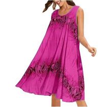 Ichuanyi Woman Dress, Clearance Summer Women's Summer Fashion Casual Round-Neck Sleeveless Floral Midi Dress Beach Loose Sundress