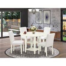 Wayfair Addy 5 - Piece Drop Leaf Solid Wood Rubberwood Dining Set Wood/Upholstered In White 06A25b0117463bd73d91d5c11d73cbc6
