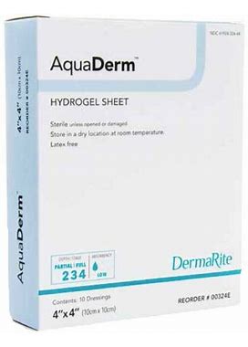 Aquaderm Hydrogel Sheet 4 X 4 Inches Each 00324E