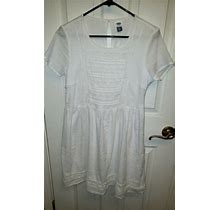 Old Navy Sz M Tall Short Sleeve Waisted Crochet Dress In Cream