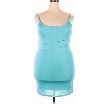 Popular 21 Casual Dress - Party Scoop Neck Sleeveless: Teal Solid Dresses - Women's Size 2X