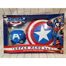 Toybiz 2003 Toy Biz Captain America Super Hero Set Adjustable Mask & Shield Damage Box - New Home