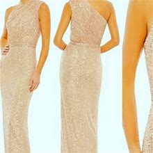 Mac Duggal Dresses | Ieena Mac Duggal Rose Gold Sequin One-Shoulder Column Gown | Color: Gold/Pink | Size: 4