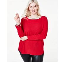 New Charters Club Red 100% Cashmere Long Sweater Size Pl Petite L $178
