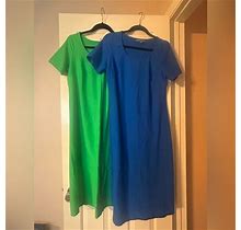 Jessica London Dresses | Jessica London Womens T-Shirt Dress Size 12W Blue Short Sleeve (2X1) | Color: Blue/Green | Size: 12W