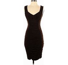 Calvin Klein Cocktail Dress - Bodycon V Neck Sleeveless: Brown Dresses - Women's Size 2