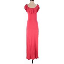 Venus Casual Dress - Maxi Ruffles Short Sleeve: Red Dresses - Women's Size Small