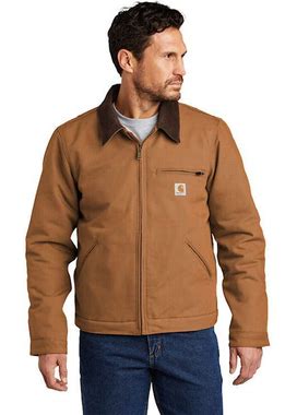 Carhartt Duck Detroit Jacket In Carhartt Brown, Size Large Length Regular Cotton