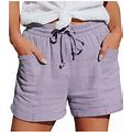 Nechology Women Shorts Casual Women's Straight-Leg Casual Pants High-Waist Sports Loose Short Summer Dresses For Women Casual Shorts Purple Large