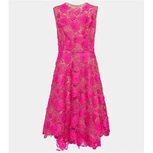 Oscar De La Renta, Floral Lace Midi Dress, Women, Pink, US 6, Dresses, Materialmix