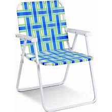 6 Pieces Folding Beach Chair Camping Lawn Webbing Chair, Brt Blue